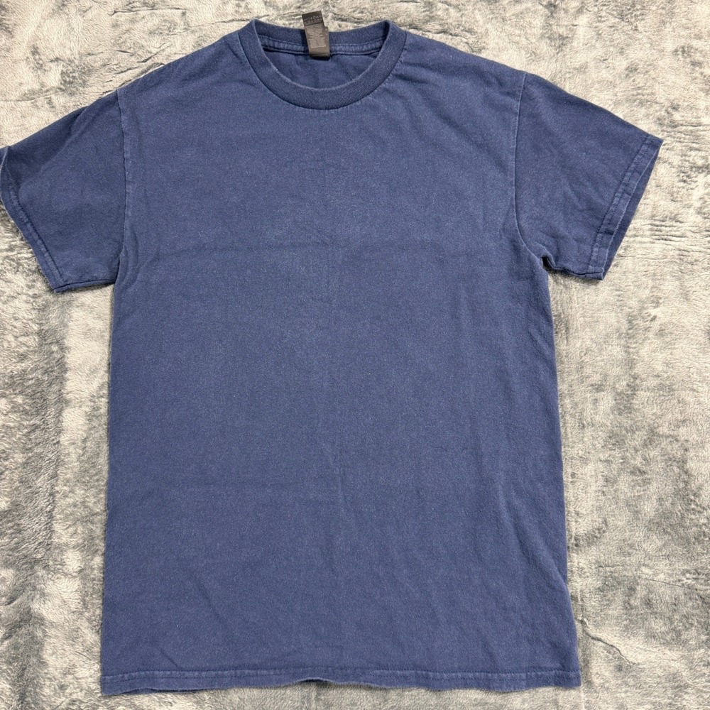 Gildan T Shirt Mens Small Blue Heavy Cotton Short Sleeve Solid Crew Neck